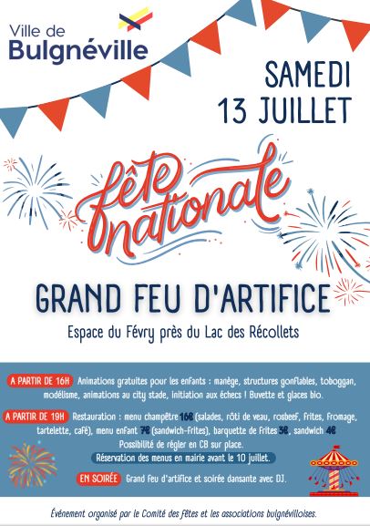 samedi 13 juillet : festivités de la Fête nationale